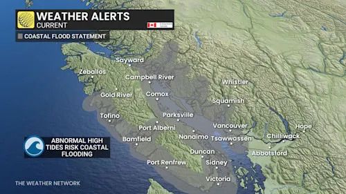 B.C., King Tide, Flooding, Flood, Storm, Coastal, Water, Rising, Jan. 03, 2026. (The Weather Network/Tyler Hamilton)