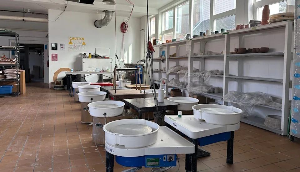 The Lebel Mansion now has a pottery studio and kiln in the old hospital laundry.