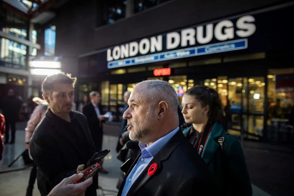 Clint Mahlman, President of London Drugs, is pictured during a press conference from SOS: Save Our Streets in Vancouver, British Columbia on Monday, October 30, 2023. See Jane Skrypnek