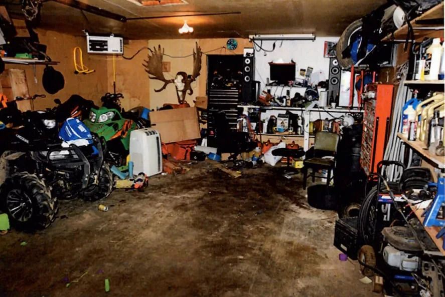The garage where Cory Smockum severely beat his ex-girlfriend.
