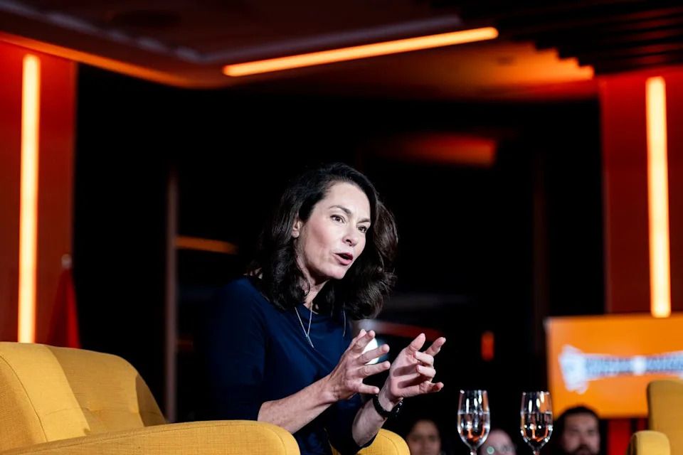 NDP MP and Leadership Candidate Heather McPherson speaks during an NDP Leadership forum in Ottawa, on Wednesday, Oct. 22, 2025.