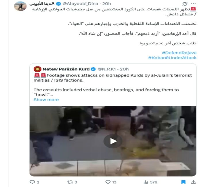 لقطة شاشة لمنشور يحتوي الفيديو المتداول بسياق مٌضلل