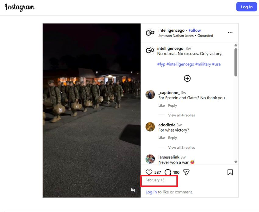 الفيديو وقت نشره للمرة الأولى عبر إنستغرام في 13 فبراير/شباط الماضي.