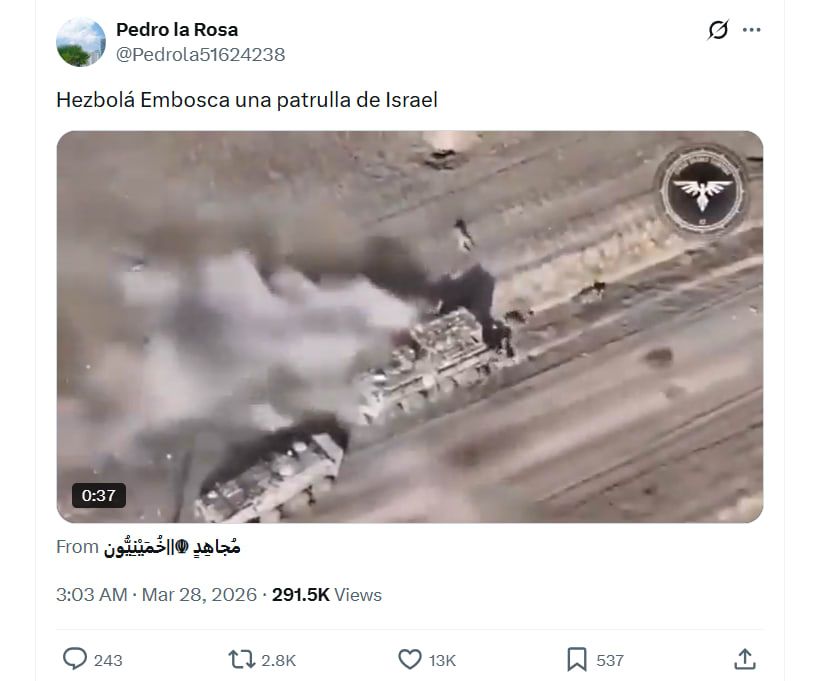 لقطة شاشة لمنشور يحتوي الفيديو المتداول بسياق مٌضلل