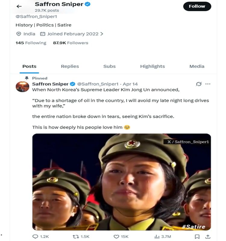 المقطع المتداول يحمل بصمة حساب ساخر في موقع إكس