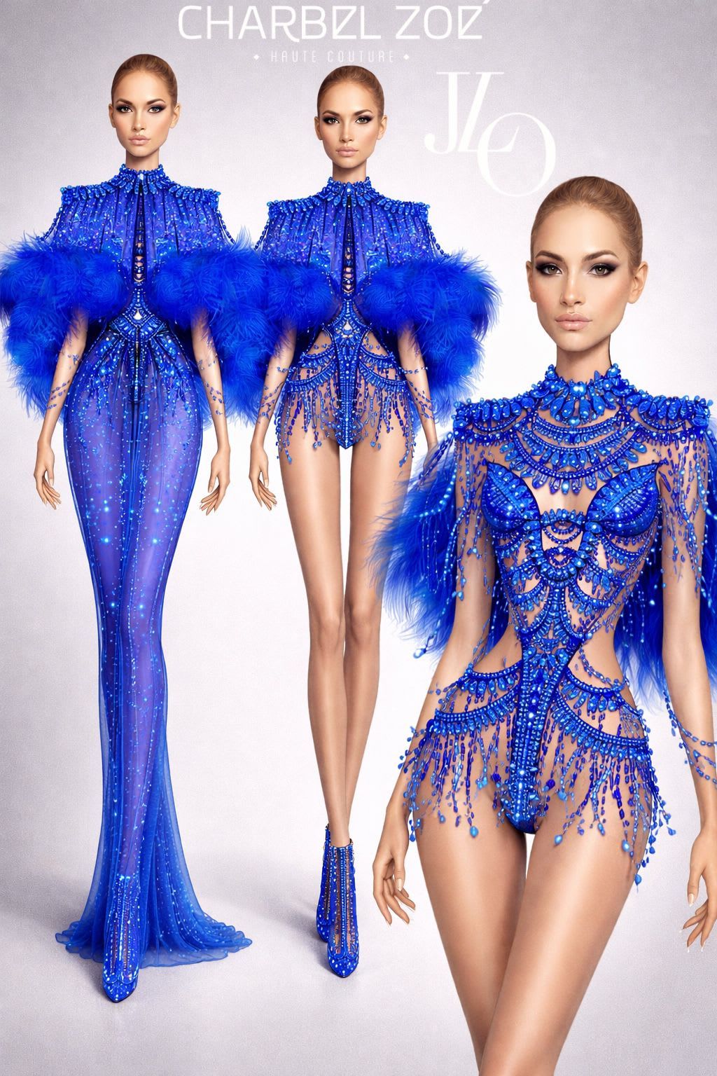 تميّزت الإطلالات الثلاث بتصميمها الذي يعكس مفهوم الـ reveal pieces أي القطع القابلة للتفكك والتحوّل.