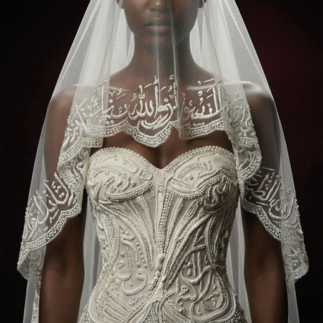 .تم اختيار الكلمات والعبارات المطرَّزة على هذه الفساتين بناءً على قيمتها العاطفية والشعرية