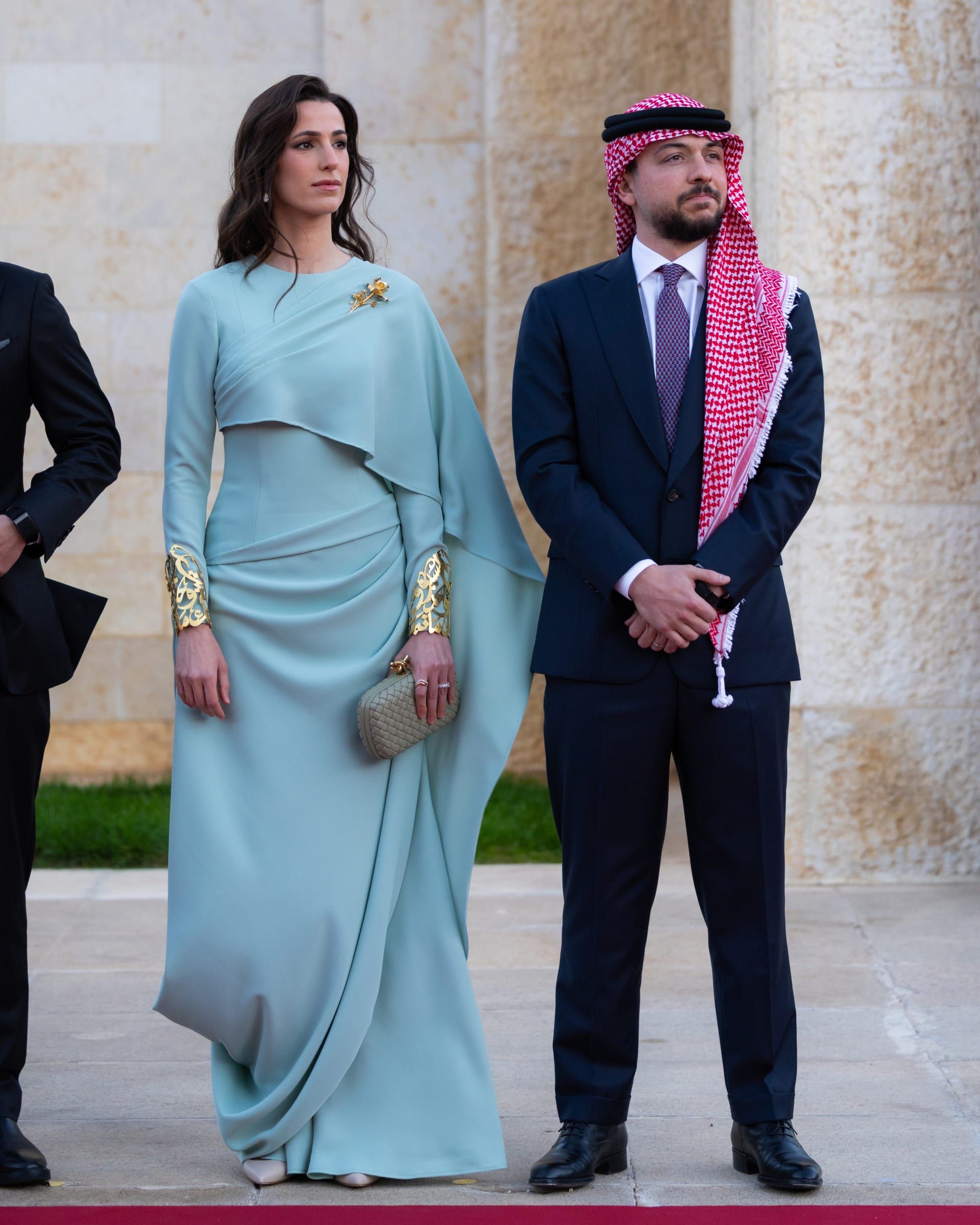 ولي العهد الأمير الحسين بن عبدﷲ الثاني وزوجته الأميرة رجوة الحسين في الحفل الذي أقيم بمناسبة عيد الاستقلال الثمانين للمملكة الأردنية الهاشمية.