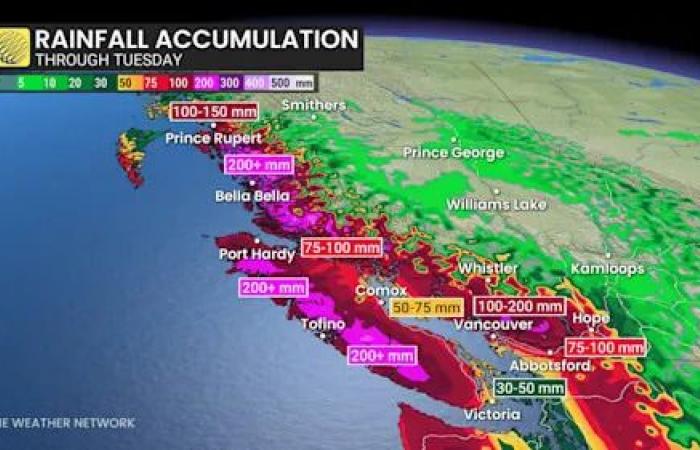 Flood
      and
      wind
      threat
      in
      B.C.
      with
      incoming
      pineapple
      express