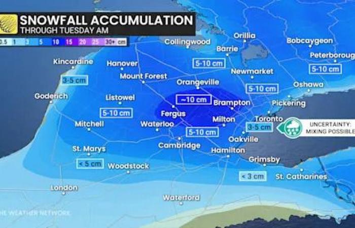 Snow
      arrives
      in
      Ontario
      Tuesday,
      but
      a
      white
      Christmas
      remains
      uncertain