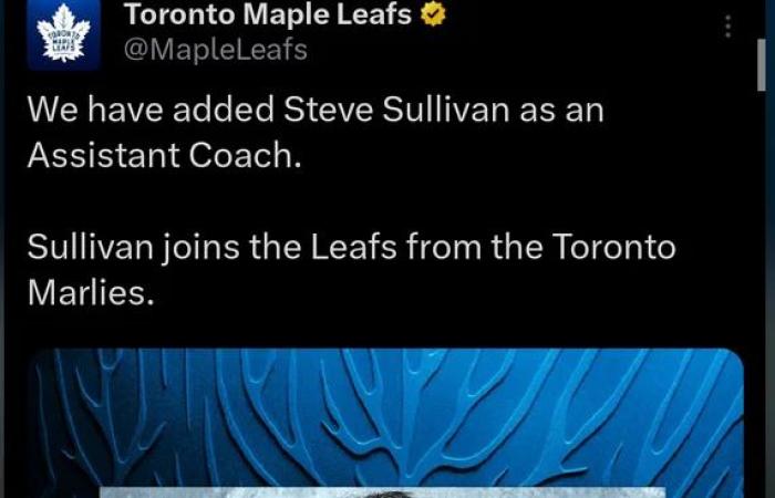 Why
      the
      Maple
      Leafs
      promoted
      Steve
      Sullivan
      to
      coaching
      staff