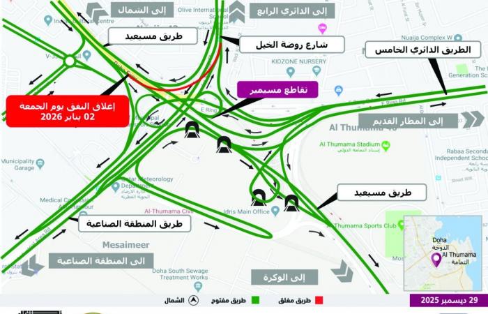 إغلاق نفق تقاطع مسيمير الجمعة المقبل