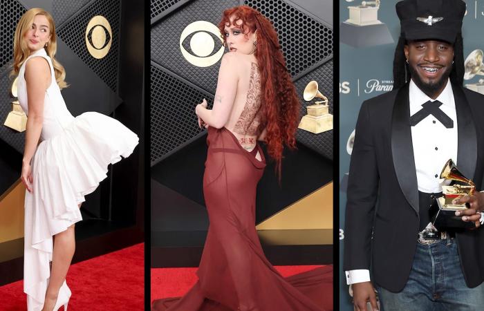 فستان يتدلى من الصدر.. 5 أطلالات بارزة على السجادة الحمراء لحفل جوائز غرامي