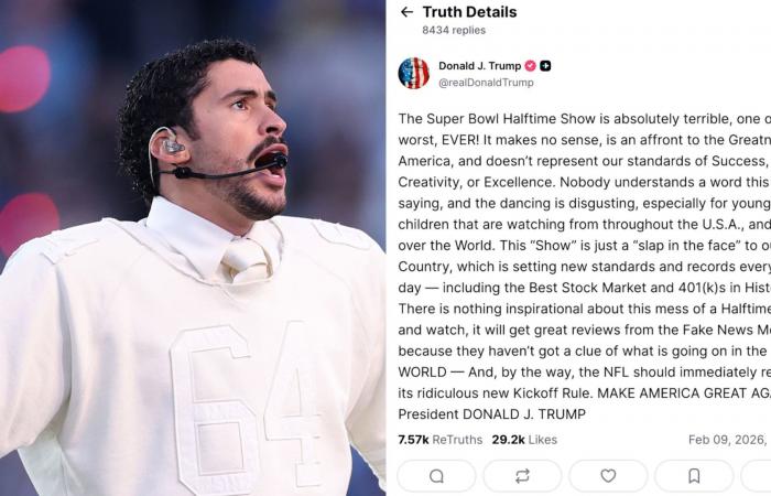 ترامب يهاجم أداء باد باني: "من الأسوأ على الإطلاق"