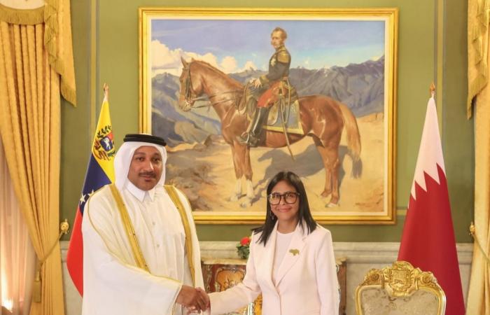 رئيسة جمهورية فنزويلا البوليفارية بالإنابة تتسلم أوراق اعتماد سفير قطر