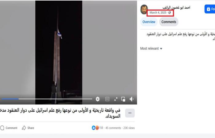 "رفع العلم الإسرائيلي في بصرى الشام جنوبي سوريا".. ما حقيقة الفيديو المتداول؟