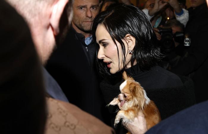 ديمي مور تلفت الأنظار برفقة كلبها في ميلانو