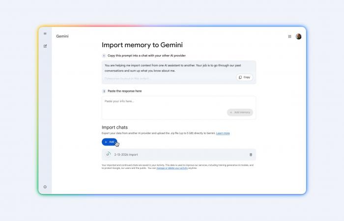 «غوغل»
      تتيح
      نقل
      سجل
      المحادثات
      والتفضيلات
      إلى
      «جيميناي»
