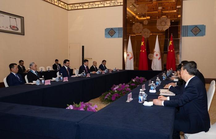 الشيخ جوعان يجتمع مع عضو مجلس الدولة بالصين