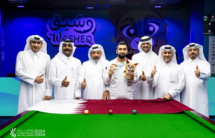 دورة الألعاب الخليجية "الدوحة 2026".. القطري علي العبيدلي يتوج بذهبية مسابقة فردي 15 كرة حمراء للسنوكر